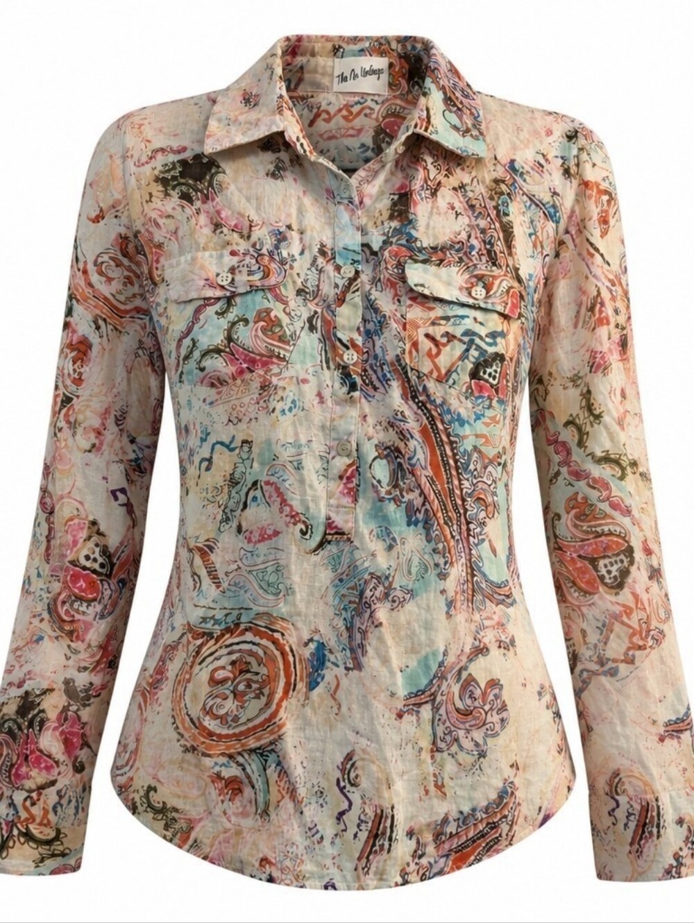 NWOT The Nu Vintage Lightweight Paisley Button-Up Blouse Sz Large